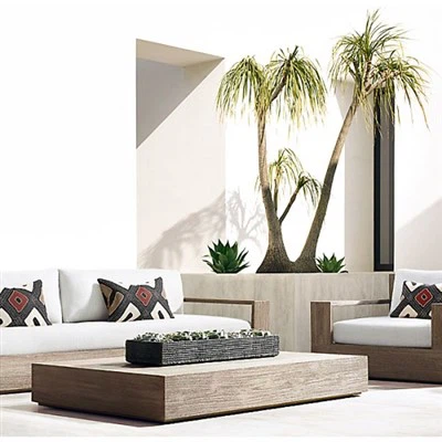 Sofá de jardim de teca conjunto com mesa de café