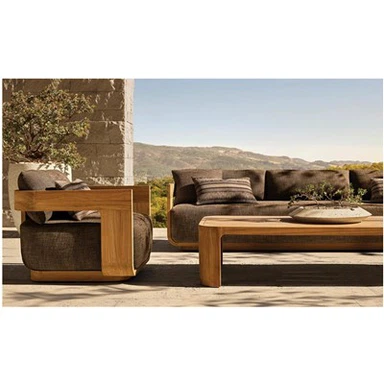 Conjunto de sofá de madeira de teca